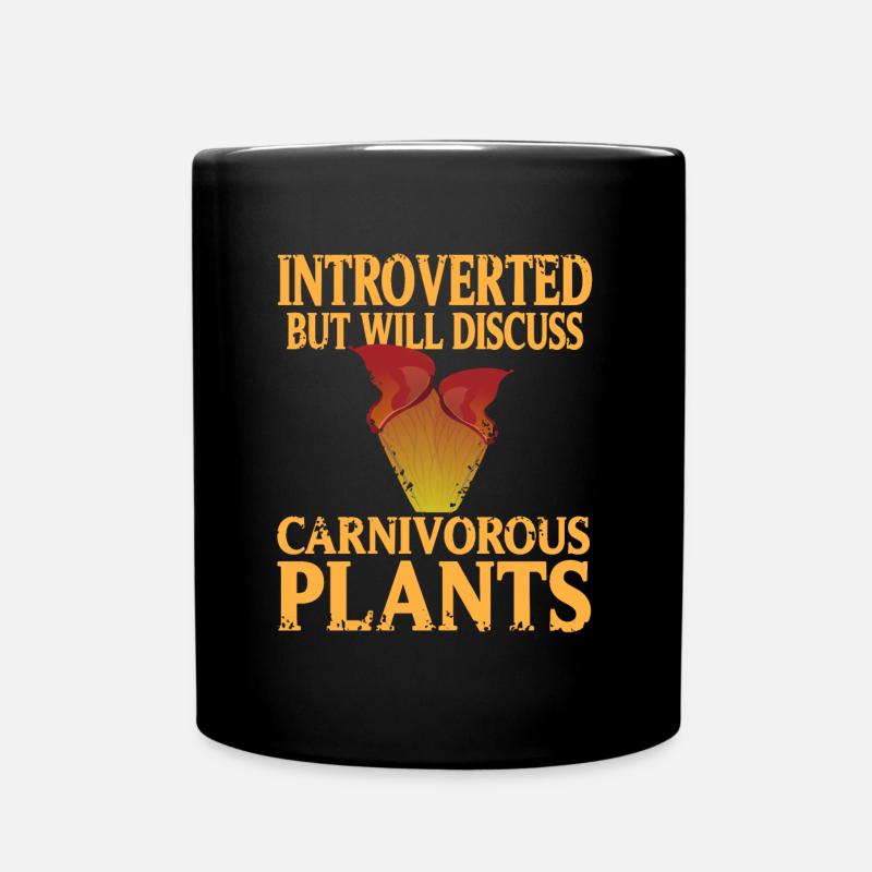Introvert ready about carnivorous plant - Full Colour Mug - black