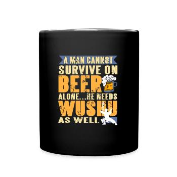 Un homme ne peut pas simplement vivre de la bière - Mug uni - noir - Devant