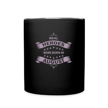 Les vrais héros naissent en août - Mug uni - noir - Devant