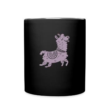 süßes Lama Alpaca - Tasse einfarbig - Schwarz - Vorne