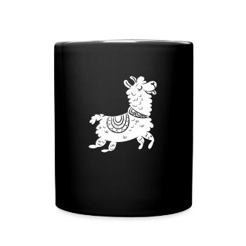 süßes Lama Alpaca - Tasse einfarbig - Schwarz - Vorne