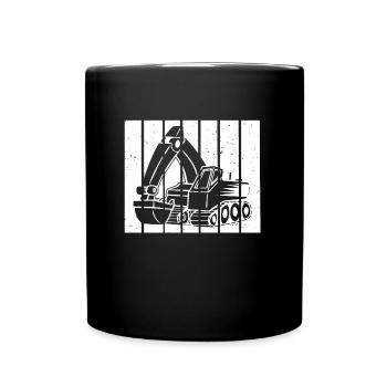 Excavator Driver Gift Retro Sunset - Mug uni - noir - Devant