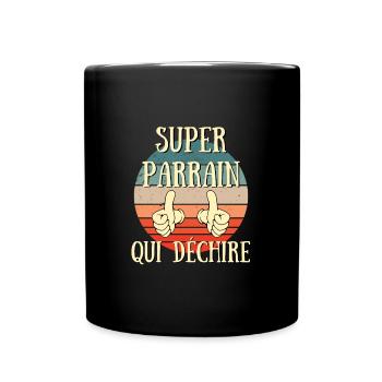 super parrain qui déchire humour filleul filleule - Mug uni - noir - Devant