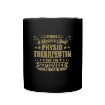 diese Physiotherapeutin ist im September geboren - Tasse einfarbig - Schwarz - Vorne