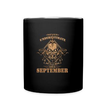 Never underestimate an old man in September - Full Colour Mug - black - Front