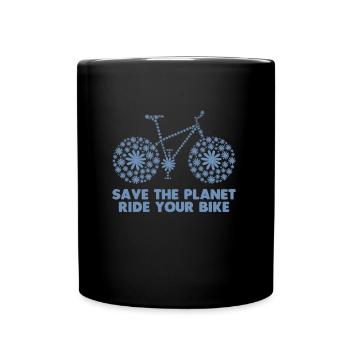 Ride a bike and save your planet - Full Colour Mug - black - Front