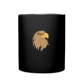 Raubvogel Kopf Raubtier Adler Falke Habicht - Tasse einfarbig - Schwarz - Vorne