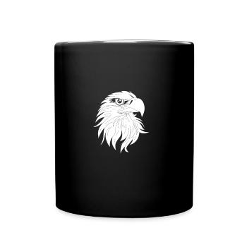 Raubvogel Kopf Raubtier Adler Falke Habicht - Tasse einfarbig - Schwarz - Vorne
