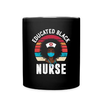 Educated Black Nurse Retro For - Full Colour Mug - black - Front