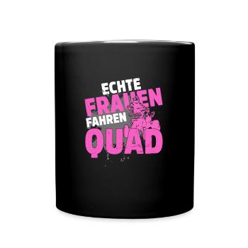 Quadfahrer Geschenkidee Quadfahren Quad ATV - Tasse einfarbig - Schwarz - Vorne