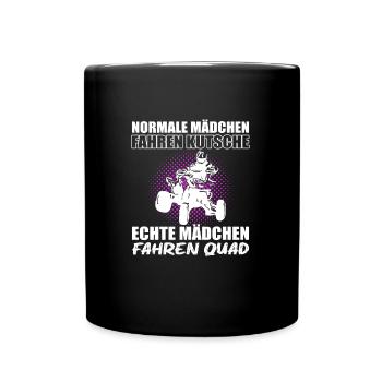 Quadfahrer Geschenkidee Quadfahren Quad ATV - Tasse einfarbig - Schwarz - Vorne