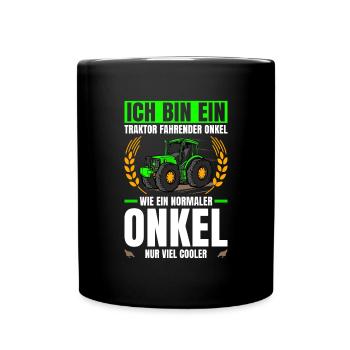 Ich Bin Ein Traktor Fahrender Onkel Traktor - Tasse einfarbig - Schwarz - Vorne