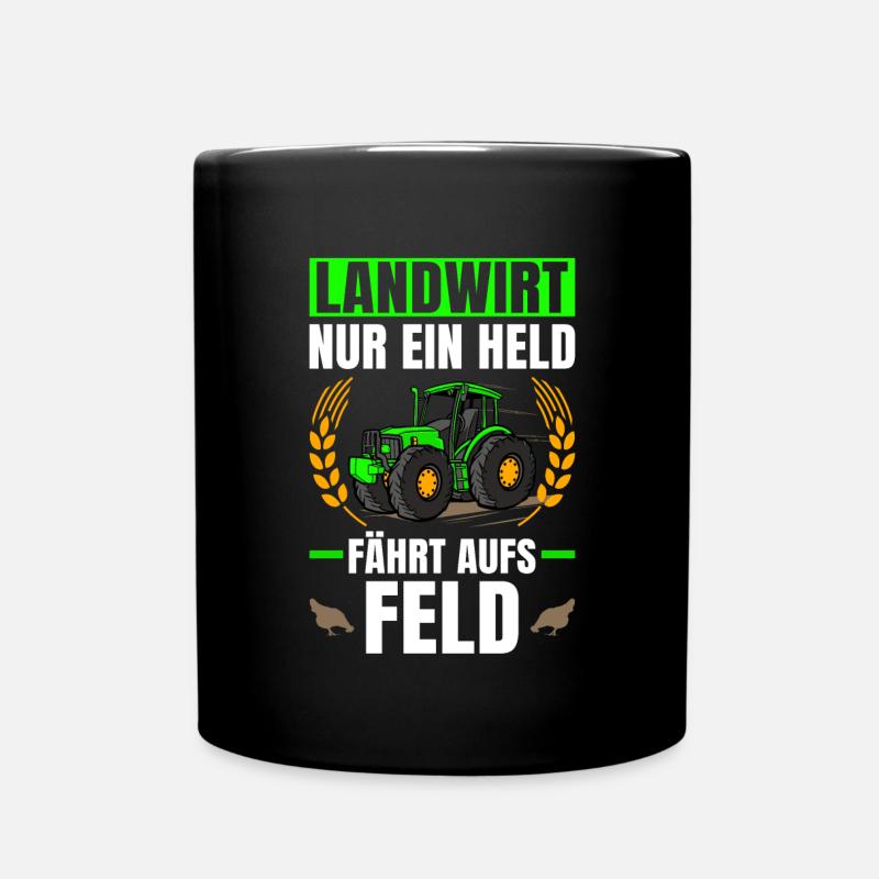 Landwirt Nur Ein Held Fährt Aufs Feld Traktor - Tasse einfarbig - Schwarz