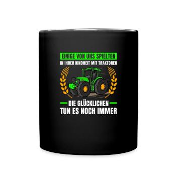Einige Von Uns Spielten Mit Traktoren Traktor - Tasse einfarbig - Schwarz - Vorne