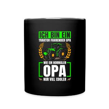 Ich Bin Ein Traktor Fahrender Opa Traktor - Tasse einfarbig - Schwarz - Vorne