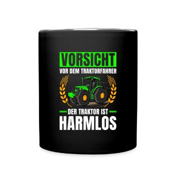 Vorsicht Vor Dem Traktorfahrer Traktor - Tasse einfarbig - Schwarz - Vorne