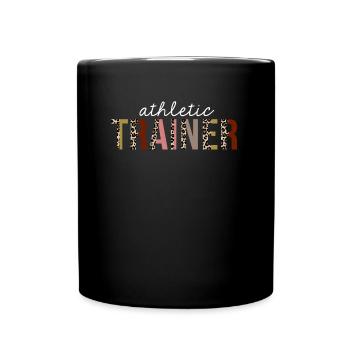 Athletischer Trainer-Leopard-Druck-lustiges Geschenk - Tasse einfarbig - Schwarz - Vorne