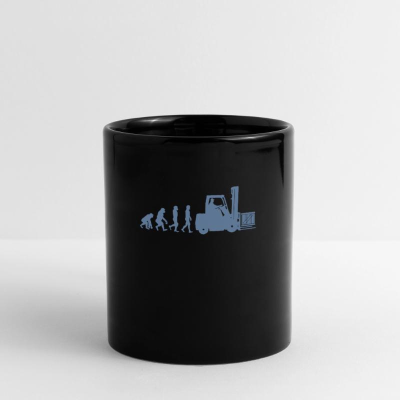 Evolution eines Staplerfahrer Tasse einfarbig