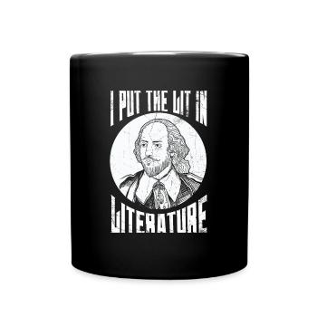 I put the light in literary design for - Full Colour Mug - black - Front