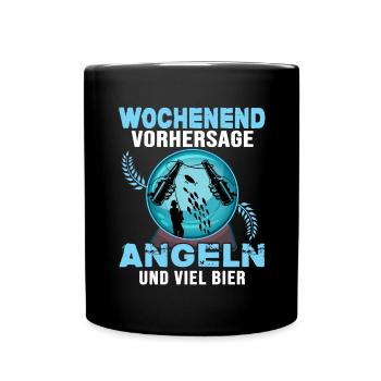 angeln und bier catch and release anglerlatein - Tasse einfarbig - Schwarz - Vorne