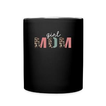 girl mom Leopard Print Funny Gift - Full Colour Mug - black - Front