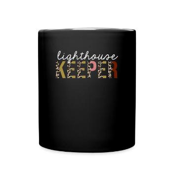 Leuchtturm-Wächter-Leopard-Druck-lustiges Geschenk - Tasse einfarbig - Schwarz - Vorne