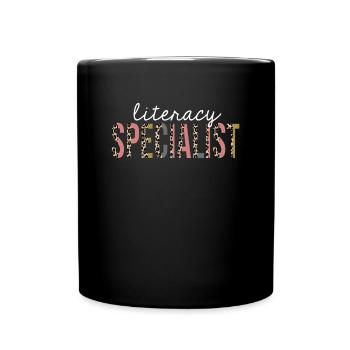 Spécialiste de l'alphabétisation cadeau drôle imprimé léopard - Mug uni - noir - Devant