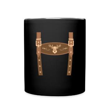 Lederhose Attrappe Lederhose Ersatz Lederhosn - Tasse einfarbig - Schwarz - Vorne