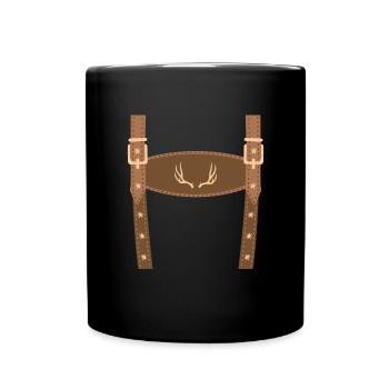 Lederhose Attrappe Lederhose Ersatz Lederhosn - Tasse einfarbig - Schwarz - Vorne