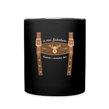 In Mei Lederhosen Kumm Nimma Nei Lederhose Ersatz - Tasse einfarbig - Schwarz - Vorne
