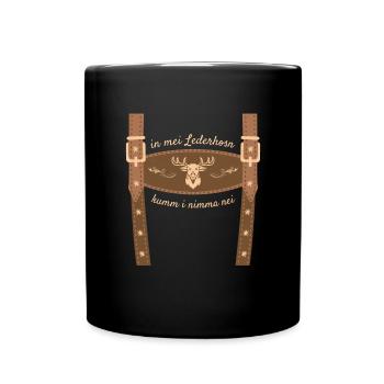 In Mei Lederhosen Kumm Nimma Nei Lederhose Ersatz - Tasse einfarbig - Schwarz - Vorne