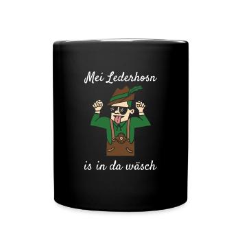Mei Lederhosn Is In Da Wäsch Lederhose Ersatz - Tasse einfarbig - Schwarz - Vorne