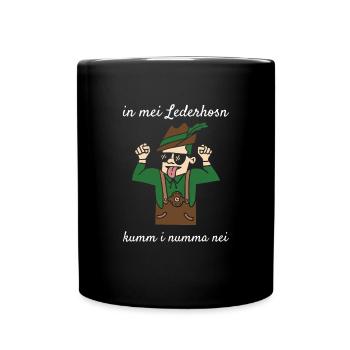 In Mei Lederhosen Kumm Nimma Nei Lederhose Ersatz - Tasse einfarbig - Schwarz - Vorne