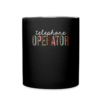 Telefonist Leopard Print lustiges Geschenk - Tasse einfarbig - Schwarz - Vorne