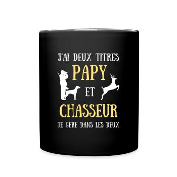 papy chasseur humour chasse homme cadeau papi - Mug uni - noir - Devant