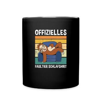 Offizielles Faultier Schlafshirt Süßes Faultier - Tasse einfarbig - Schwarz - Vorne
