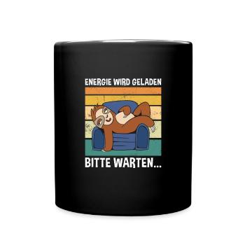 Energie Wird Geladen Bitte Warten.. Süßes Faultier - Tasse einfarbig - Schwarz - Vorne
