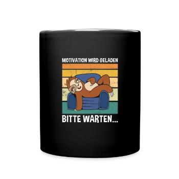 Motivation Wird Geladen Bitte Warten... Faultier - Tasse einfarbig - Schwarz - Vorne