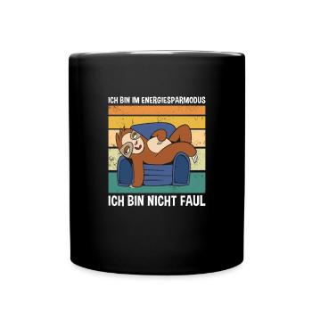 Bin Im Energiesparmodus Bin Nicht Faul Faultier - Tasse einfarbig - Schwarz - Vorne