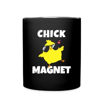 Chick Magnet Cooles Küken Cartoon - Tasse einfarbig - Schwarz - Vorne