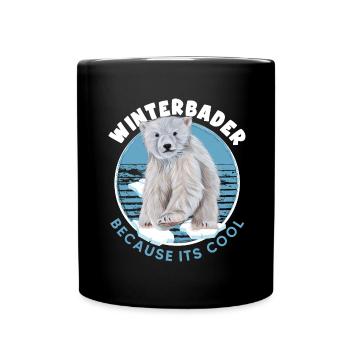 winterbader eisbader eisbär geht eisbaden - Tasse einfarbig - Schwarz - Vorne