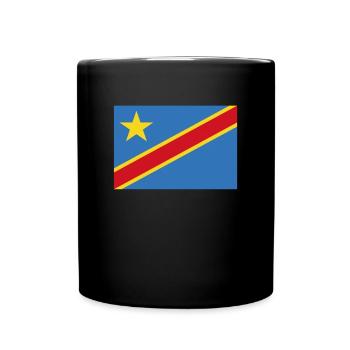 Offizielle Flagge der Demokratischen Republik Kongo - Tasse einfarbig - Schwarz - Vorne