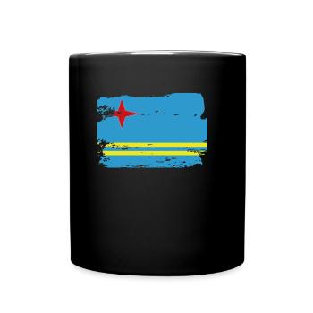 Offizielle Aruba Flagge Aruban Country Pride Vintage - Tasse einfarbig - Schwarz - Vorne