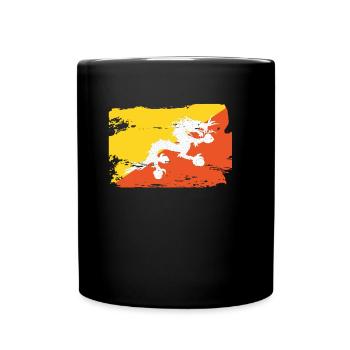 Official Bhutan Flag Bhutanese Country Pride - Full Colour Mug - black - Front