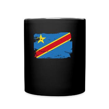Offizielle Flagge der Demokratischen Republik Kongo - Tasse einfarbig - Schwarz - Vorne