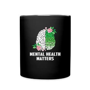Mental Health Matters Floral Brain Awareness - Full Colour Mug - black - Front