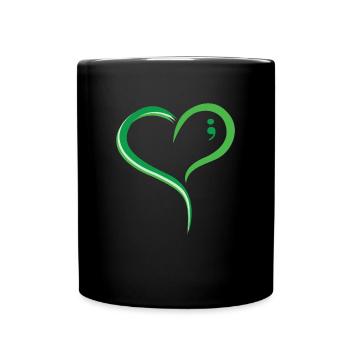 Mnenal Gesundheit Grünes Herz Komma : Liebe verbreiten und - Tasse einfarbig - Schwarz - Vorne