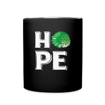 HOPE Mental Health Awareness Gehirn Grüne Sonnenblume - Tasse einfarbig - Schwarz - Vorne