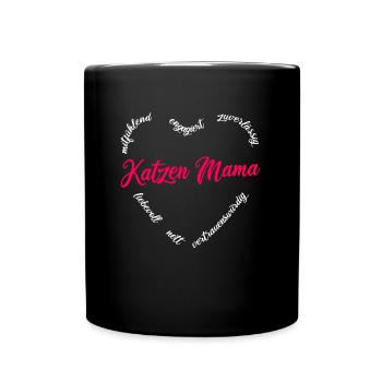 Katzen Mama Frauen Katzenliebhaberin Frauchen - Tasse einfarbig - Schwarz - Vorne