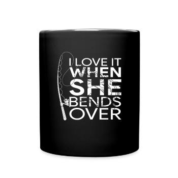 J’adore quand elle se penche sur une drôle de pêcherie - Mug uni - noir - Devant